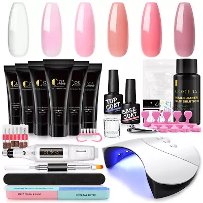 Poly Nail Gel Starter Kit With UV Lamp Nail Extension Gel Set Builder Nail Gel • $25.19