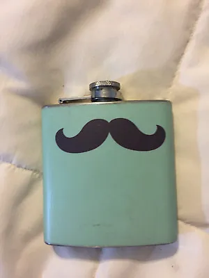 Mint Green Stainless Steel Mustache Liquid Liquor Alcohol Flask • $12.03