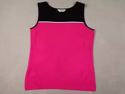 Exclusively Misook Womens XL Pink Tank Top Colorblock Round Neck Acrylic • $34.99