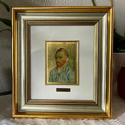 Vincent Van Gogh Self-Portrait On 23K Gold Leaf- Framed-Certif. Of Guarantee • $52.99