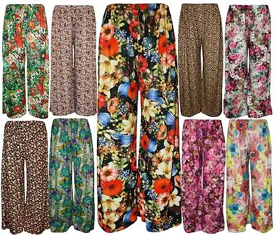 £12.99 • Buy Womens Parallel Palazzo Wide Leg Printed Pants Ladies Plus Size Trousers 8-26