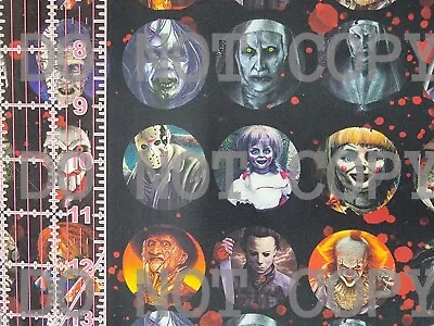 100% Cotton Woven Fabric Horror Movie Circles Collage By The 1/4 Yard 9x56  • $5.49
