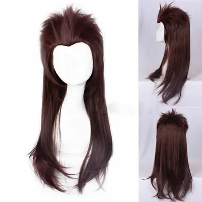 For Cosplay Sally Face Larry Wig Slicked Brown Heat Resistant Synthetic Wig 65cm • $18.99