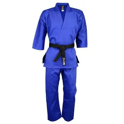 Playwell Karate V Neck Uniform Blue Childrens Kids Gi Suits Freestyle Outfit • £17.99