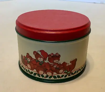 Vintage Christmas Tin Container With Teddy Bears Family Potpourri Press • $13.99