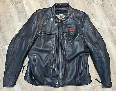 Harley-Davidson M WINDRIDER Vented Reflective Leather Jacket W Liner 97004-06VM • $159.99