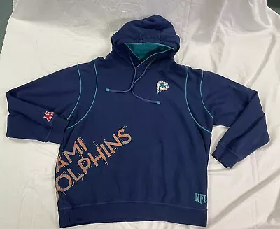 Miami Dolphins NFL Pro Line 1966 Hoodie Men's Size 2XL Blue Raised Graphics GC • $28.50