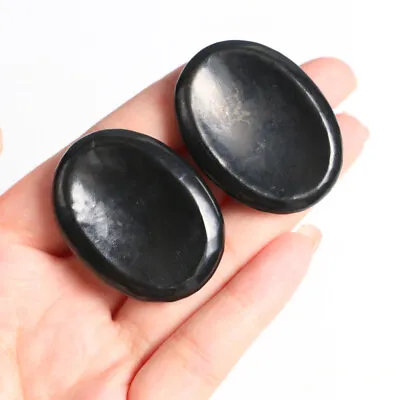 Natural Shungite Worry Thumb Stone Crystal Pocket Palm Protection Reiki Healing • $5.99