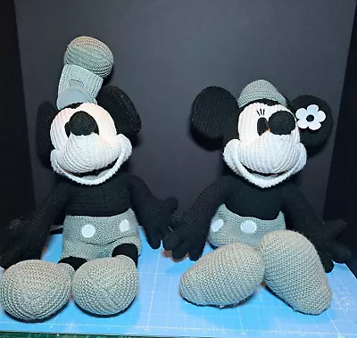 Disney  Mickey & Minnie Mouse Steamboat Willie 1928 Cozy Knits Crotchet Plush • $29.95