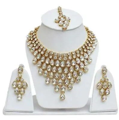 $17.45 • Buy Indian Gold Plated Necklace Bollywood Fashion Jewelry Earrings Set