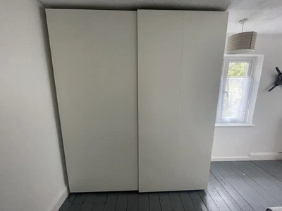 £120 • Buy IKEA Pax Double Wardrobe Sliding Doors - White 236cm By 200cm