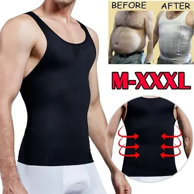 Men's Compression Chest Vest Waist Trainer Elastic Muscle Tank Tops Undershirt • £14.79