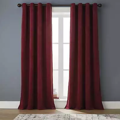 Durable Solid Velvet Grommet Blackout Curtain Panel Maroon 52  X 84  New • $27.58