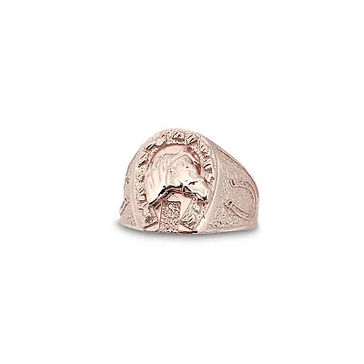 Solid 10K Rose Gold Nugget Mens Horseshoe Ring Size 5 - 15 • $339