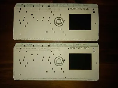 2 Vintage BELL Computer Punch Cards With Microfiche Microfilm RARE Green Top • $11.50