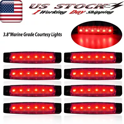 8x Marine Boat Red LED Light Waterproof Deck Courtesy Lights Waterproof Stern • $12.96