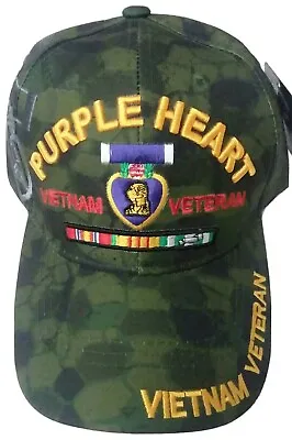 Purple Heart Vietnam Veteran Hat Embroidered New Green Snake Print Camo Cap • $24.99