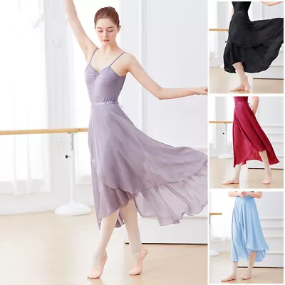 Women's Ballet Skirts Long Chiffon Wrap Skirt Semi Sheer Dance Skirt With Tie • $14.99