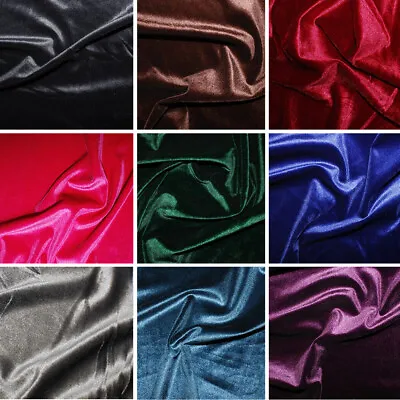 Plain Velour Velvet Fabric Spandex Stretch Luxurious 150cm Wide Upholstery Dress • £1.50