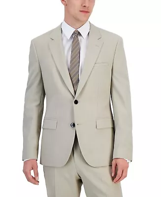 HUGO Mens Modern-Fit Tan Superflex Suit Jacket 42L Beige Sport Coat • $81