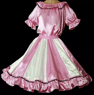 $49.95 • Buy New PINK & WHITE SQUARE DANCE DRESS,OUTFIT SKIRT, BLOUSE SIZE X-LARGE W38 -45 