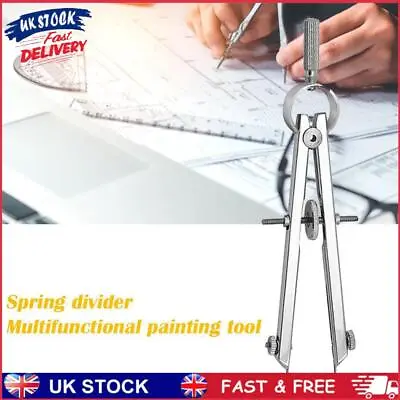 Spring Protractior Compasses Math Geometry Set With Lock Precision Drawing Tool • £5.59