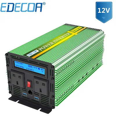 £125.99 • Buy EDECOA Pure Sine Wave Power Inverter 1000W2000W 12V To 240V Converter LCD Remote