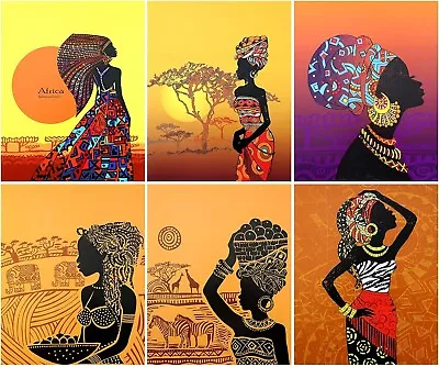 Ethnic Ancient 6 Pieces African American Woman Wall Posters Unframed Home Decor • $25.99