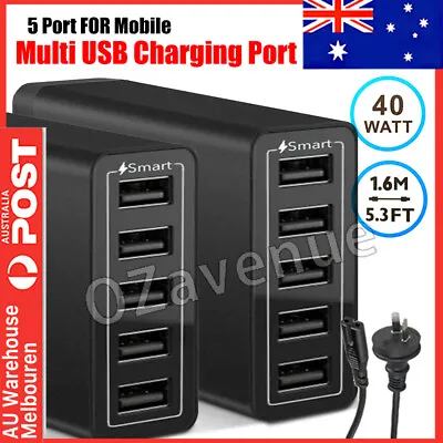 $21.89 • Buy Multi Port USB Charger 5 Ports AC Adapter Travel Wall USB Hub Charging Station