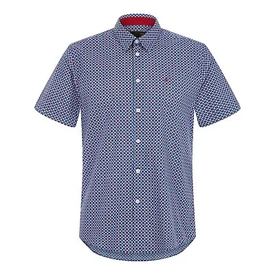 Merc London Fircroft Short Sleeve Shirt Small Blue RRP £55 TD9 ZZ 13 • £34.99