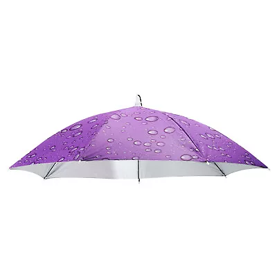 Umbrella Hat 30Inch Hands Free Headband Umbrella Sun Rain Cap Raindrop Purple • £13.12