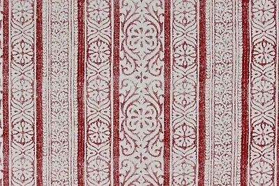 Ikat Stripe Red/Oatmeal 280cm Wide Curtain Or Blind Fabric • £2.50
