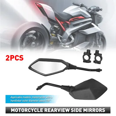 Black Motorcycle Bike Wing Rear View Side Mirrors Motorbike Rearview Pair 7/8  • £15.99