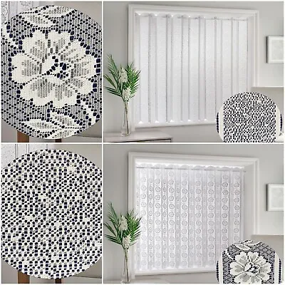 £10.99 • Buy White Net Vertical Pleated Window Lace Blind Panel Voile Louvre Curtain 