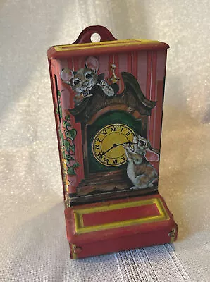 Jasco Japan Matchstick Match Box Tin Holder Striker Hickory Dickory Dock 6” • $24.99