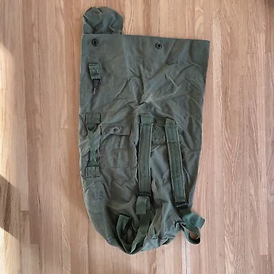 US Army Military Heavy Duty Nylon Duffle Bag Rucksack Backpack Green Vintage • $20