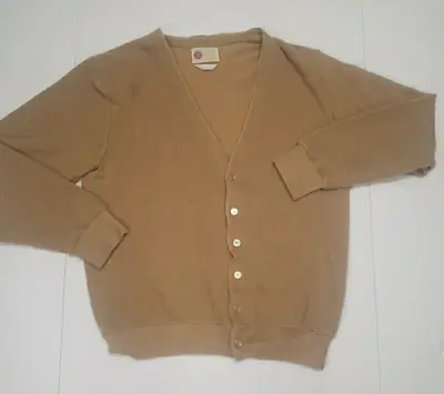 Vintage 70s/80s Kings Road Sears Sweater Cardigan Mens Size Large Tan EUC • $44.89