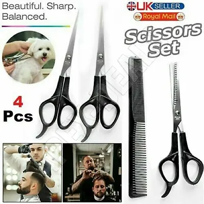 4pcs Hairdressing Thinning Hair Cutting Barber Scissors Shears Comb Kit 4 Pieces • £3.85