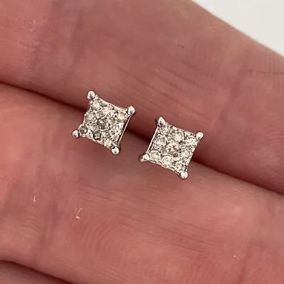 £32 • Buy 9ct White Gold Diamond Cluster Stud Earrings, 9k 375