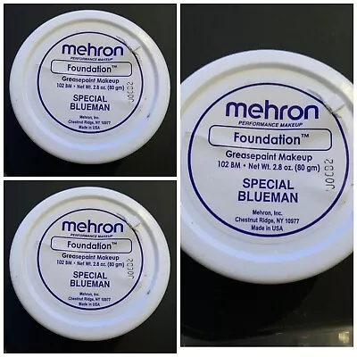 Set Of 3 Mehron Foundation Greasepaint Special Blueman 2.8oz  Each NEW • $20