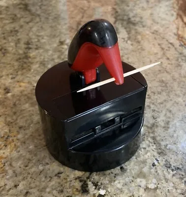 VTG Plastic Woodpecker Penguin Toucan Bird Toothpick Holder Dispenser Works • $13.99