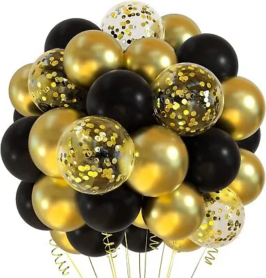 Gold & Black Balloons Latex Helium Birthday Wedding Party 12  Baloons Decor UK • $8.08