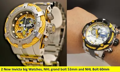 Invicta 2 New BIG Watches 60mm NHL Pittsburgh Penguins 42116 And 53mm Bolt 42015 • $269