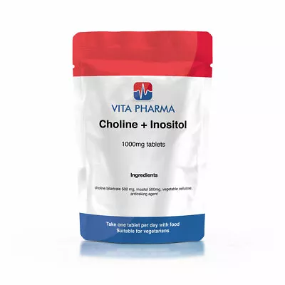 £12.99 • Buy CHOLINE And INOSITOL 1000mg (120 Tabs) CARBOHYDRATE METABOLISM BRAIN HEALTH