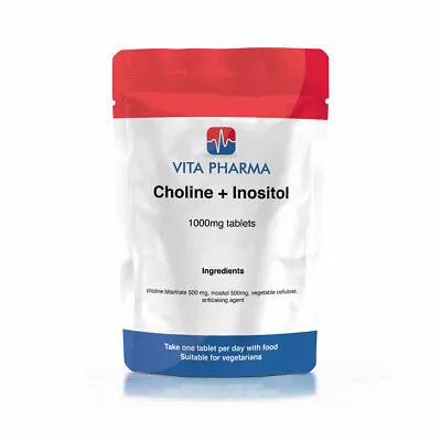 £9.99 • Buy CHOLINE + INOSITOL 1000mg (90 Tablets) CARBOHYDRATE METABOLISM BRAIN HEALTH