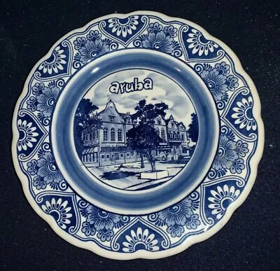 Authentic DUTCH BLUE DELFT 7 3/8  Souvenir PLATE From ARUBA (Holland) • $24.99