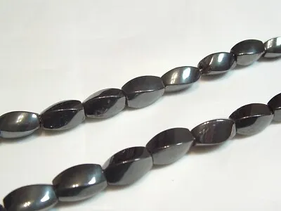 16  String Magnetic Hematite Beads : HEMMAG03 - 8.16mm X 4.19mm Oblong Twist • £1.99