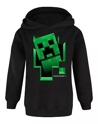 Minecraft Hoodie Boys Kids Gamer Black Creeper Inside Hooded Jumper • £19.99