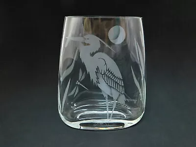 £51.51 • Buy Engraved Heron Hand Crafted Sand Engraved Crystal Glass Vase Silvija Paza H19cm