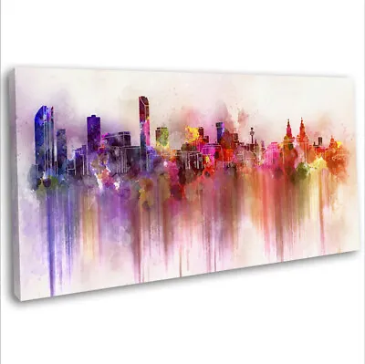 £29.99 • Buy Liverpool Skyline Canvas Print Panoramic Abstract Framed Wall Art 91x40cm ~2